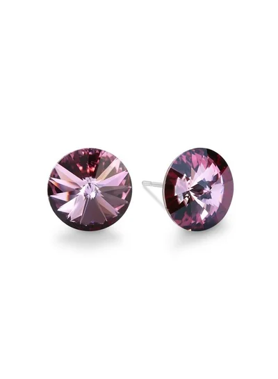 Seona Seona Ella 10mm Crystal Stud Earrings  – Hypoallergenic Stainless Steel Stud Earrings for Women, Elegant Crystal Rivoli Jewelry Earrings for Everyday and Special Occasions -  Antique Pink